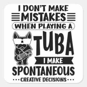 Sticker Carré Chien Avec Tuba Music Tubaisist Tuba Tuba