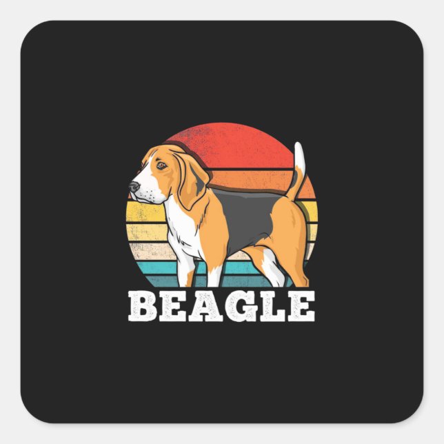 Sticker Carré Chien Beagle rétro (Devant)