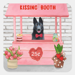 Sticker Carré Chien berger allemand Valentine's Day Kissing Boot