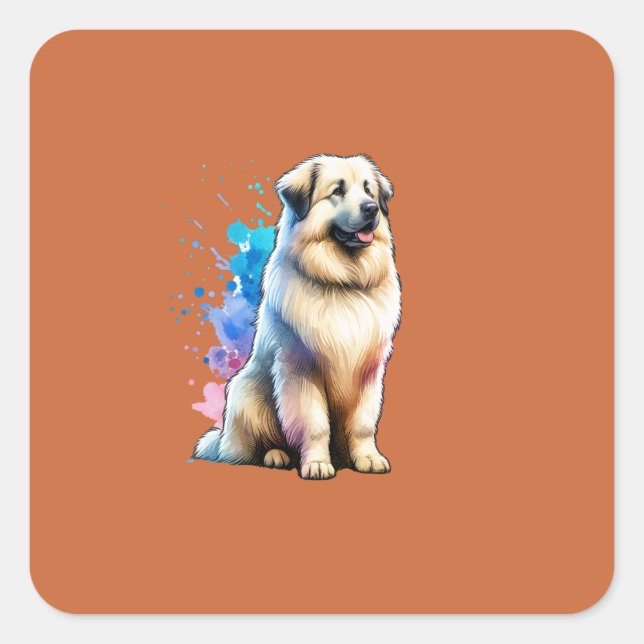 Sticker Carré Chien berger des Pyrénées (Devant)
