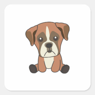 Sticker Carré Chien Boxer Chien Chiot Doux Chien Pour Enfants Am