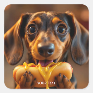 Sticker Carré Chien chaud de fantaisie mignon