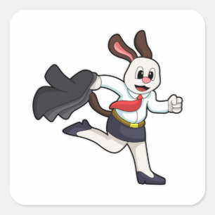 Sticker Carré Chien comme secrétaire avec jupe