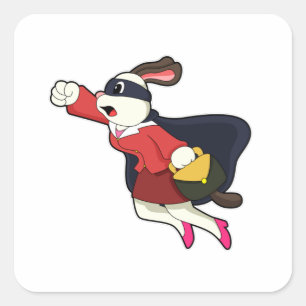 Sticker Carré Chien comme Secrétaire Superhero