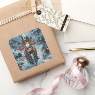 Sticker Carré Chien dalmate équitation moto Noël