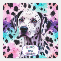 Chien dalmate rose violet turquoise Anniversaire