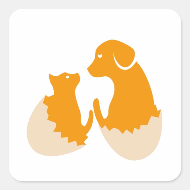 Sticker Carré chien dans l'oeuf (Devant)
