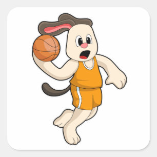 Sticker Carré Chien de Basketball Sports