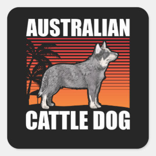 Sticker Carré Chien de bétail australien   Propriétaire de chien