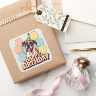 Sticker Carré Chien de boîte coloré