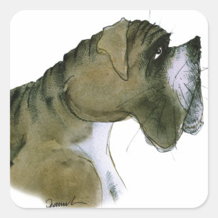 Sticker Carré chien de boxeur, fernandes élégants