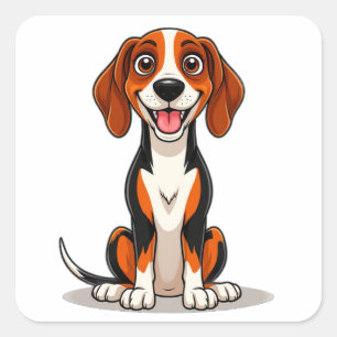 Sticker Carré Chien de chasse américain anglais Adorable