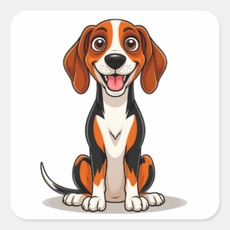 Sticker Carré Chien de chasse américain anglais Adorable