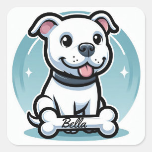 Sticker Carré Chien de dessin animé personnalisé