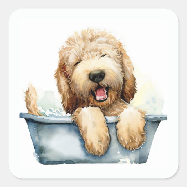 Sticker Carré Chien de Labradoodle (Devant)