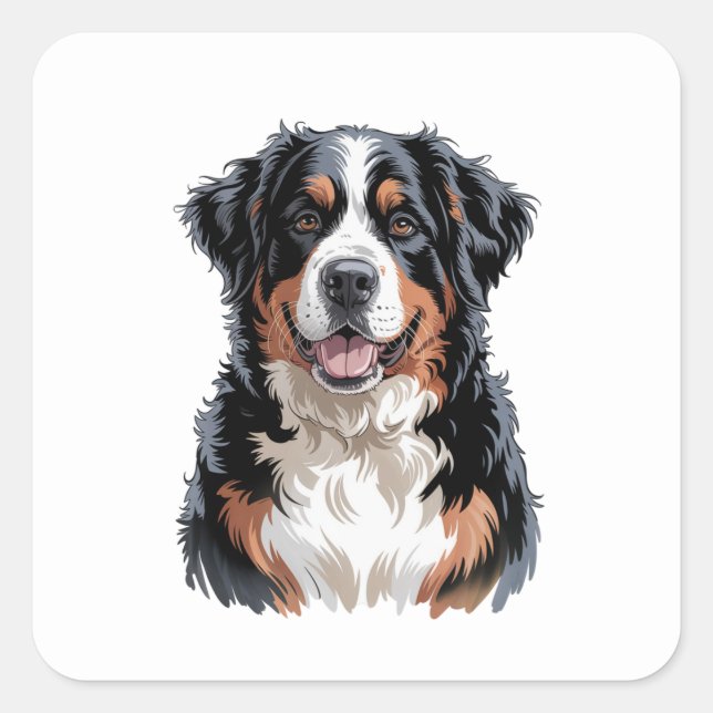 Sticker Carré Chien de montagne bernois (Devant)