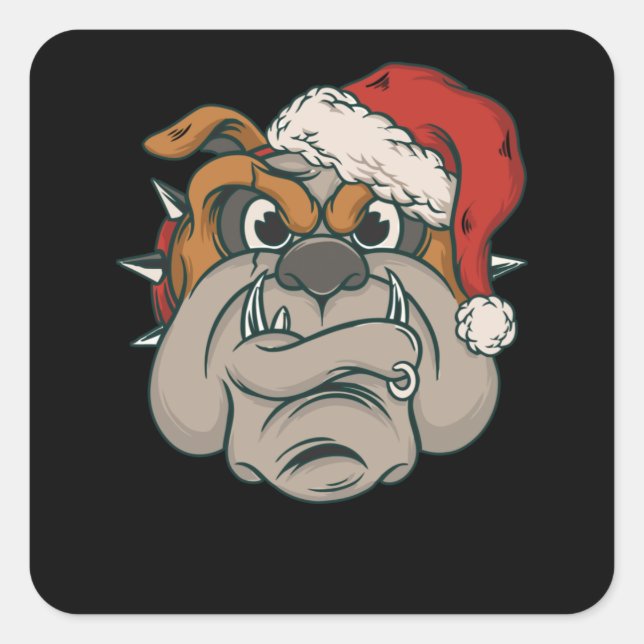 Sticker Carré Chien de Noël (Devant)