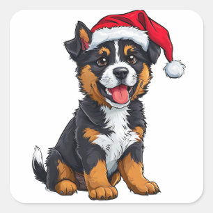 Sticker Carré Chien de Noël adorable