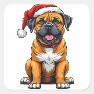 Sticker Carré Chien de Noël Adorable