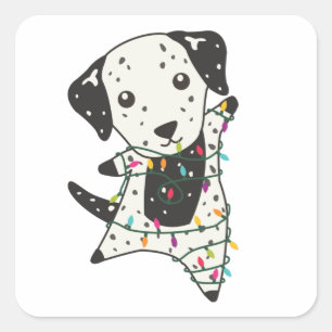 Sticker Carré Chien de Noël Dalmatien Animaux d'hiver Chiens