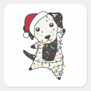 Sticker Carré Chien de Noël Dalmatien Animaux d'hiver Chiens