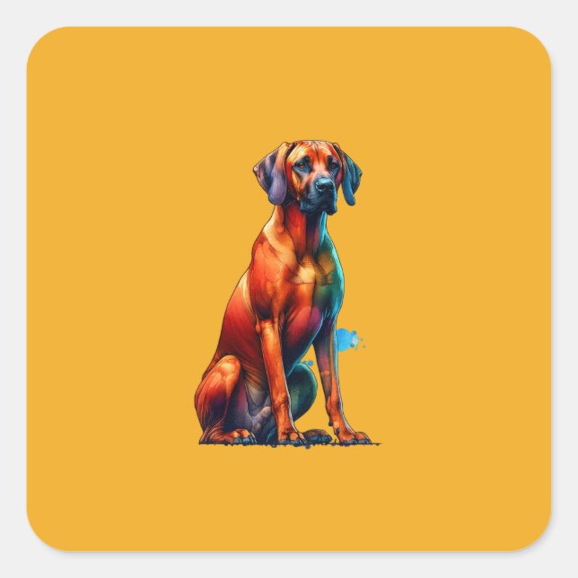 Sticker Carré Chien de Rhodesian Ridgeback (Devant)