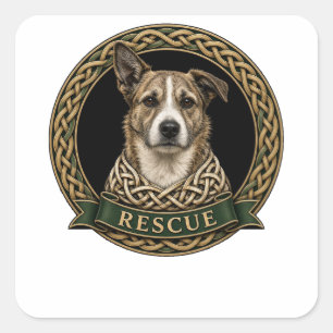 Sticker Carré Chien de sauvetage Celtic Knot