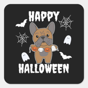 Sticker Carré Chien de taule français, joyeux costume de chien d