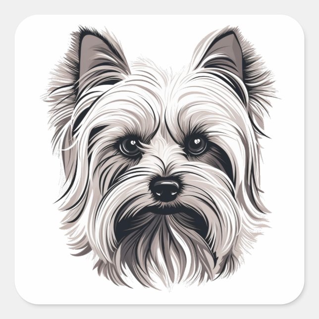 Sticker Carré Chien de Yorkshire Terrier personnalisé (Devant)