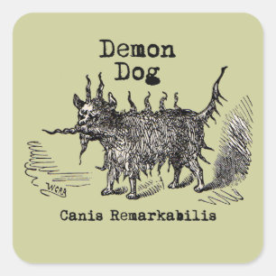 Sticker Carré Chien Démon Vintage Drôle Mignon