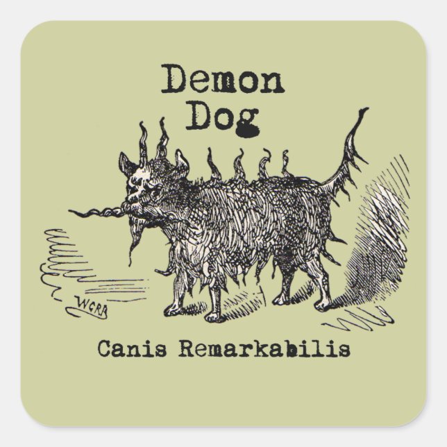 Sticker Carré Chien Demon Vintage Funny migre (Devant)