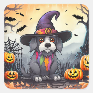 Sticker Carré Chien d'Halloween