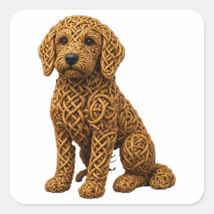 Sticker Carré Chien Doodle Nœud Celtique