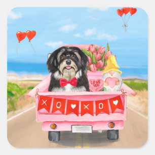 Sticker Carré Chien Havanais Saint Valentin Camion
