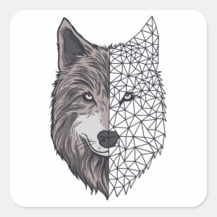 Sticker Carré Chien loup Chien Chien Chien Animal - Faible Poly