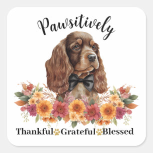 Sticker Carré Chien Mignon Absolument Reconnaissant Bienheureux