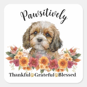 Sticker Carré Chien Mignon Absolument Reconnaissant Bienheureux