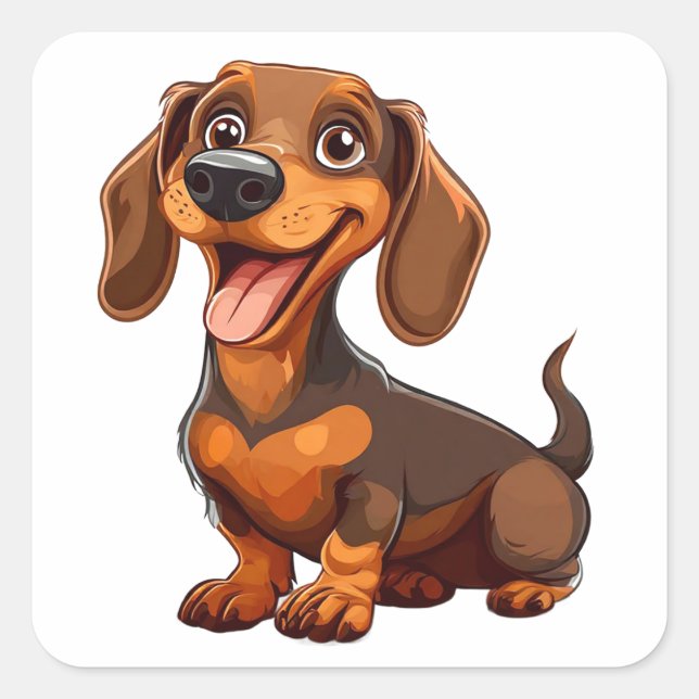Sticker Carré Chien mignon de dessin animé (Devant)