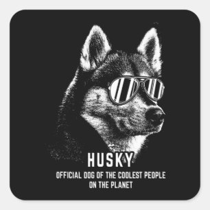 Sticker Carré Chien officiel Sibérien Husky