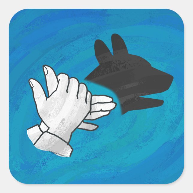 Sticker Carré Chien Ombré sur bleu (Devant)