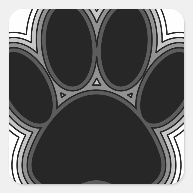 Sticker Carré Chien Paw Avec Plan (Devant)