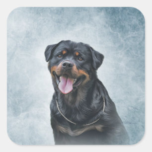 Sticker Carré Chien Rottweiler