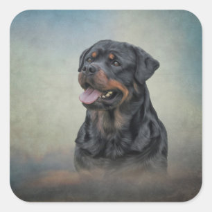 Sticker Carré Chien Rottweiler