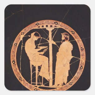 Sticker Carré Chien rouge d'Athènes kylix représentant Aegeus