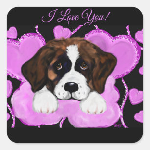 STICKER CARRÉ CHIEN SAINT-BERNARD 