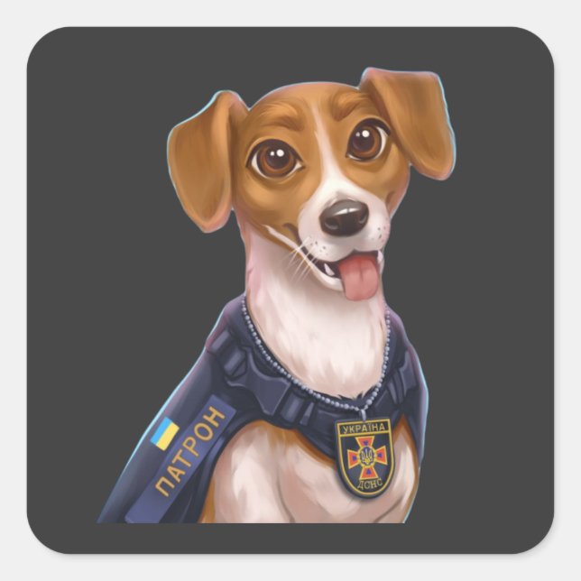 Sticker Carré Chien ukrainien Patron T-Shirt (Devant)