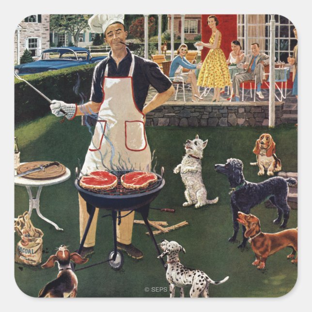 Sticker Carré Chiens chauds (Devant)