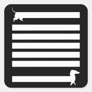 Sticker Carré Chiens Dachshund Dogs Drôle mignon Poignard Poigna