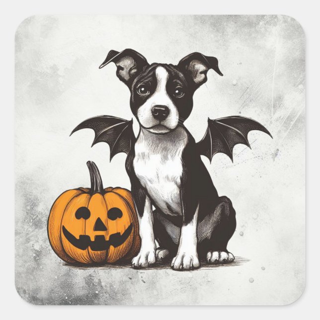 Sticker Carré Chiens de Halloween (Devant)