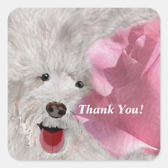 Sticker Carré Chiens et Roses (Devant)